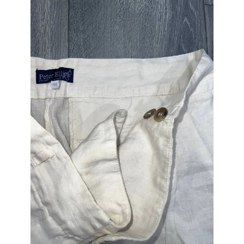 Peter Elliot Pants linen side button White Sz 44 A006993